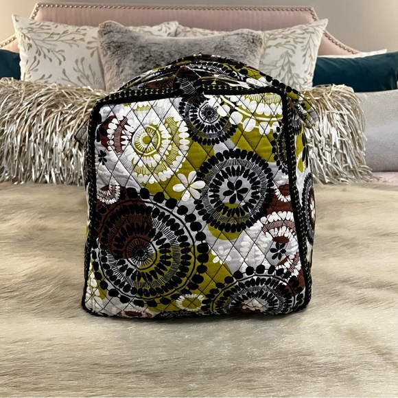 VERA BRADLEY Cocoa Moss Large Duffle Bag 2 Handles Zip Top Brown Green 2013 - Picture 8 of 13